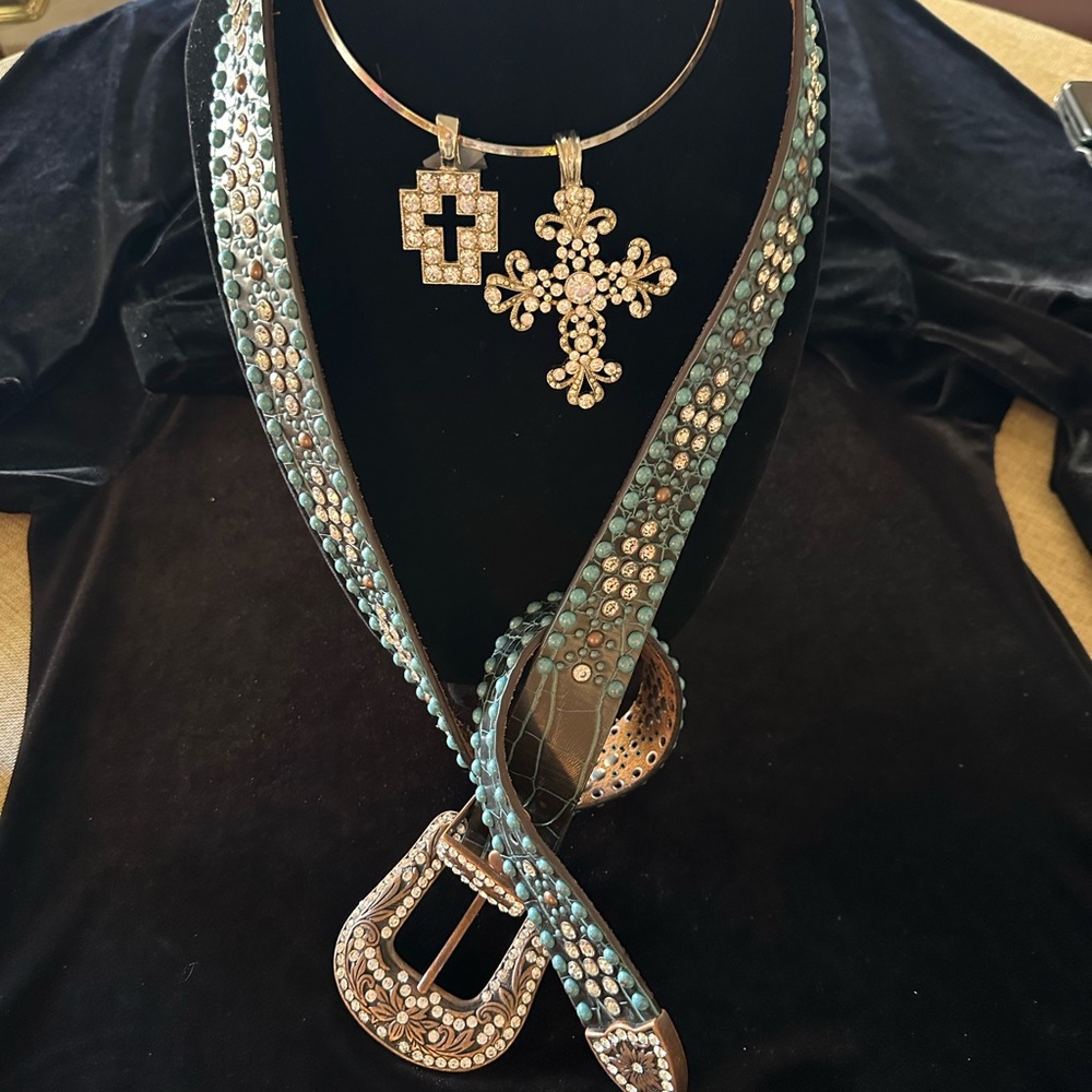 Western Belt & Two Cross Pendants